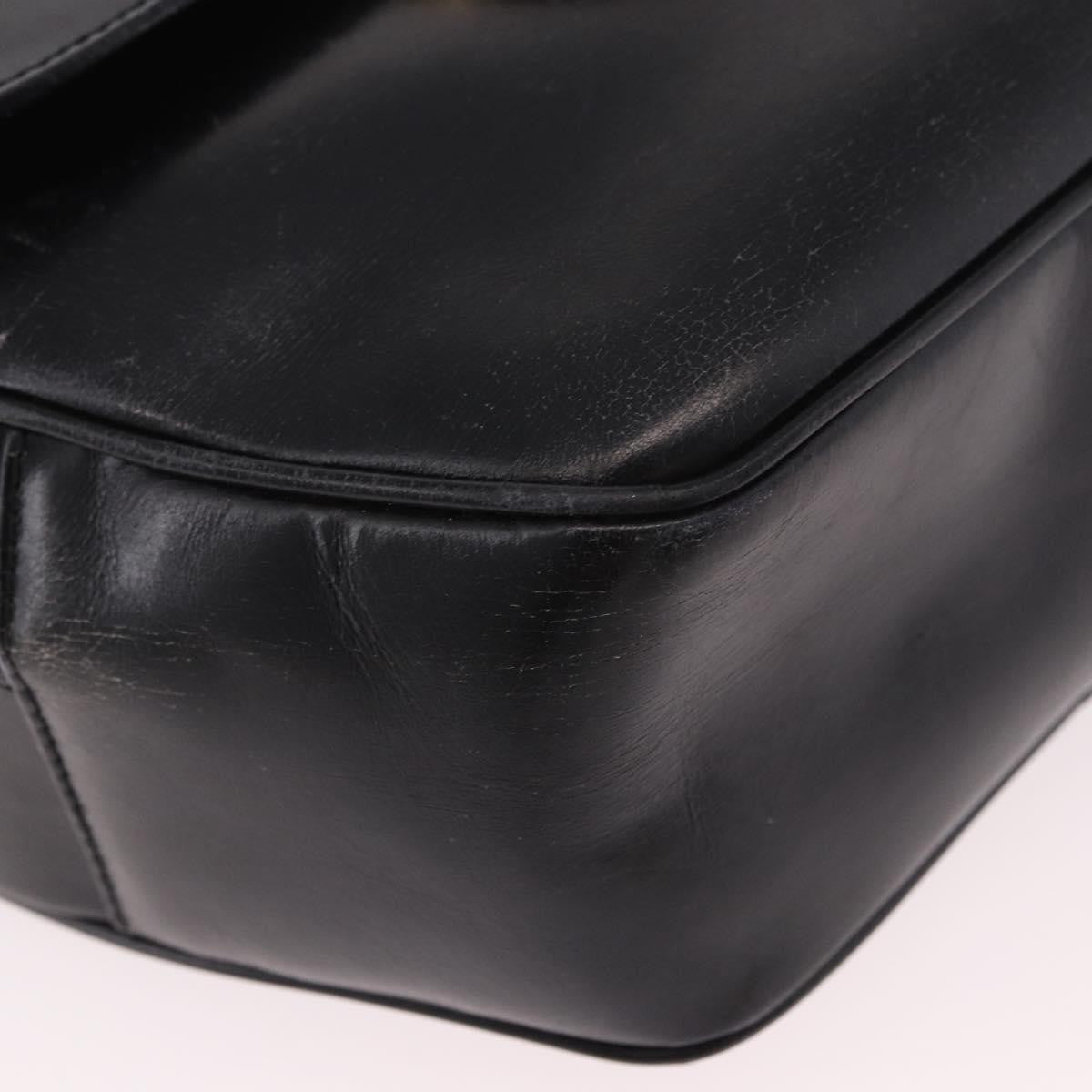 Celine Vintage Circle Logo Leather Black Leather Shoulder Bag Bag (Pre-Owned)