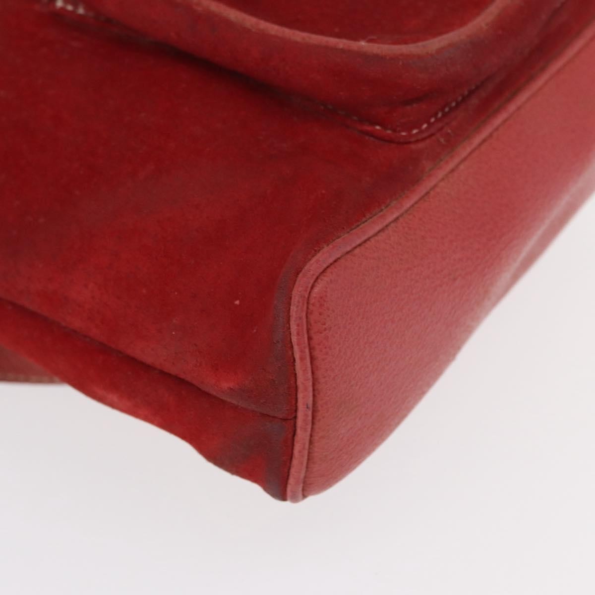Gucci Vintage Bamboo Leather Red Leather Backpack Bag (Pre-Owned)