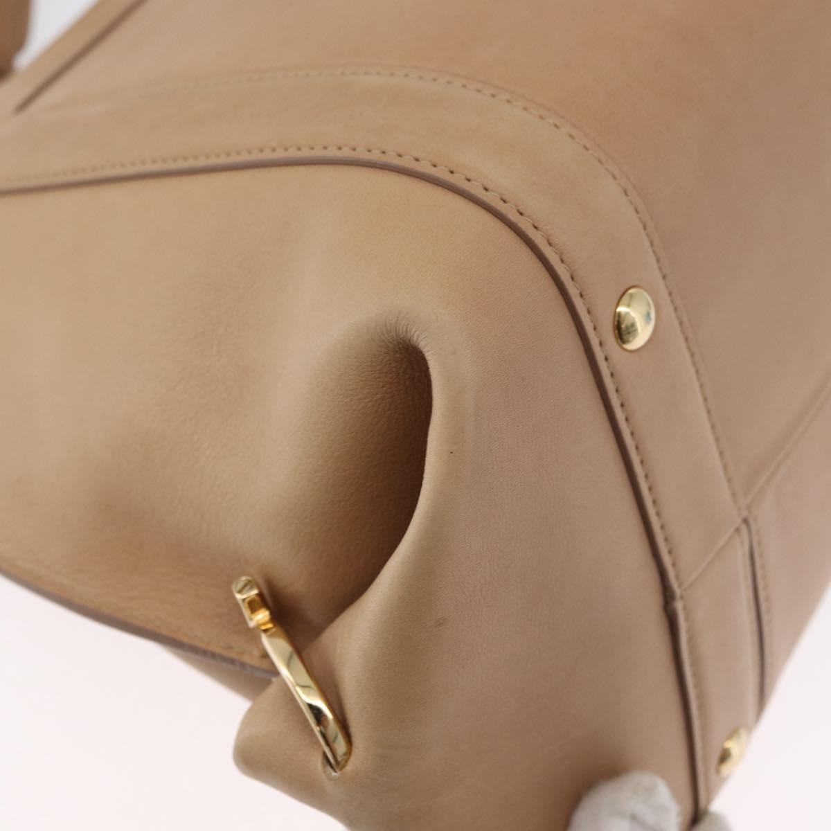 Salvatore Ferragamo Suzanna Satchel Smooth Leather Beige Leather Handbag (Pre-Owned)