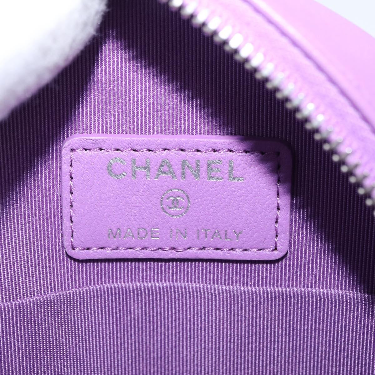Chanel Round Clutch With Chain Quilted Lambskin Purple Leather Clutche & Pouche Bag (Pre-Owned)