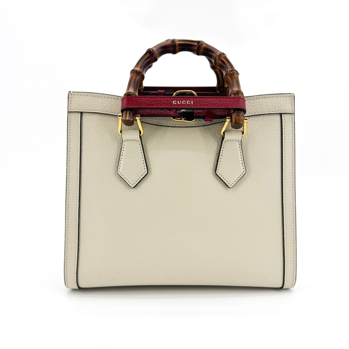 Gucci Diana Nm Bamboo Handle Leather White Leather Tote Bag Bag (Pre-Owned)