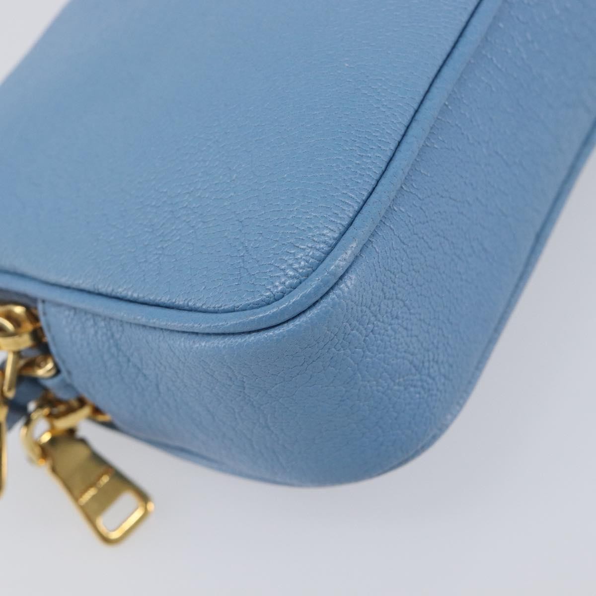 Miu Miu Double Zip Pochette Leather Blue Leather Clutche & Pouche Bag (Pre-Owned)