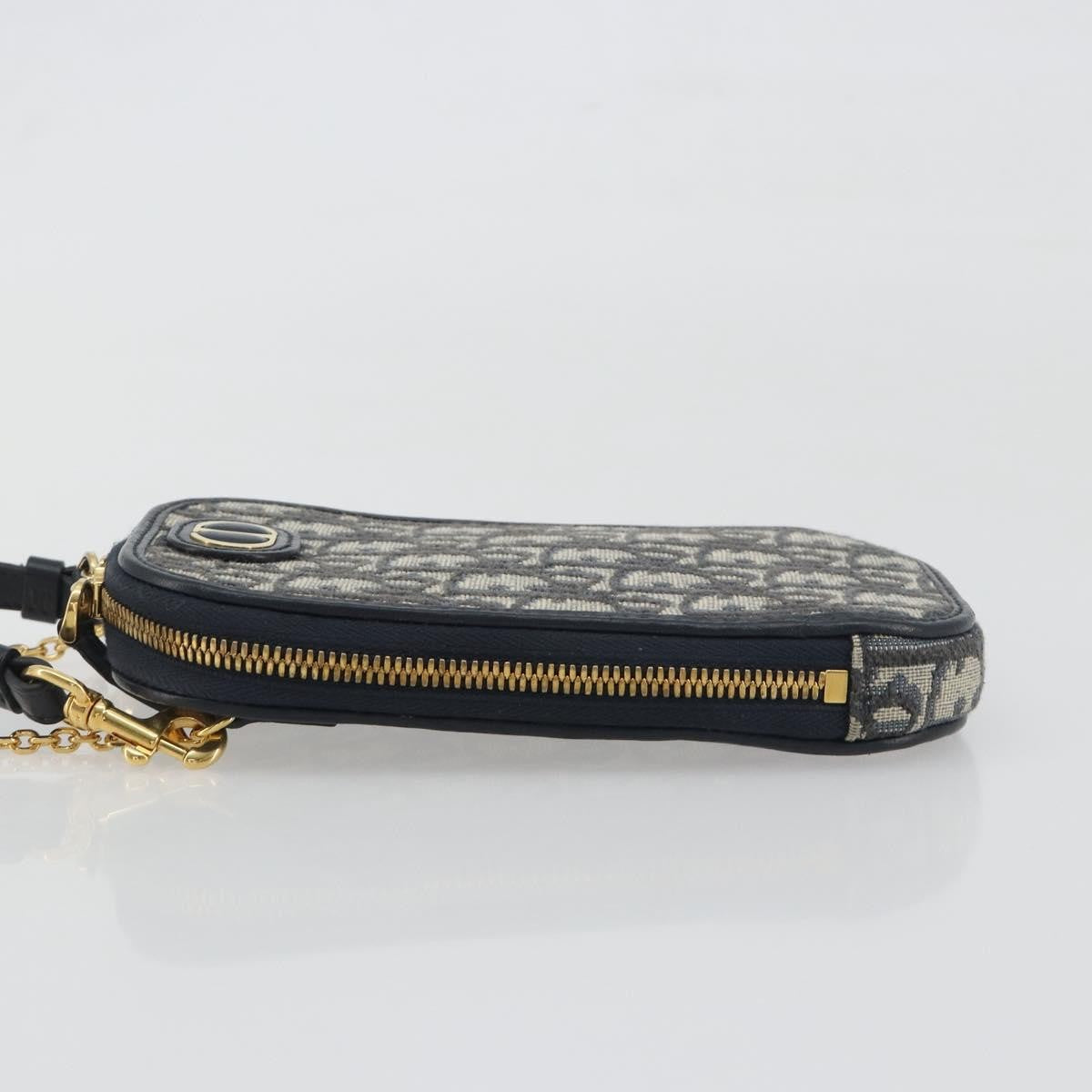 Christian Dior 30 Montaigne Phone Holder On Chain Oblique Canvas Navy Canvas Clutche & Pouche Bag (Pre-Owned)