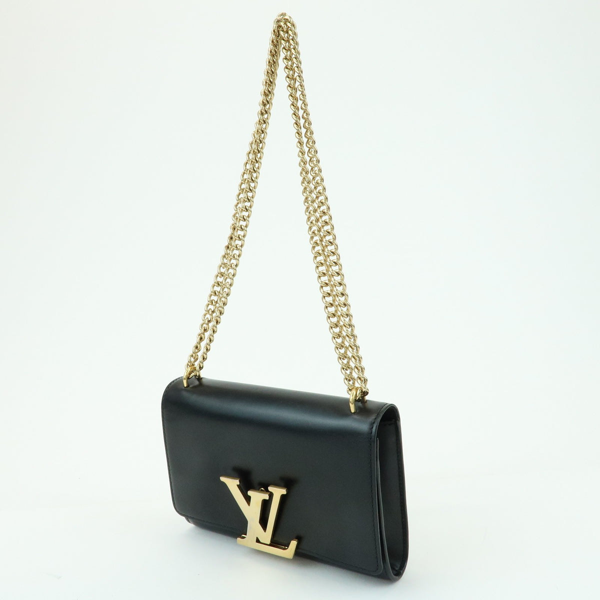 Louis Vuitton Chain Louise Clutch Leather Black Leather Clutche & Pouche Bag (Pre-Owned)