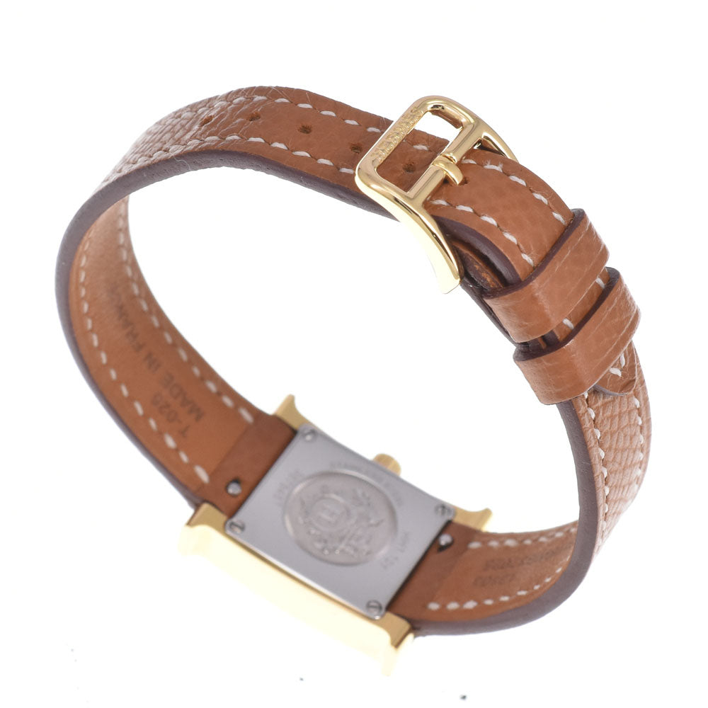 Hermes Heure H Quartz Plated Metal And Leather Watch (Pre-Owned)