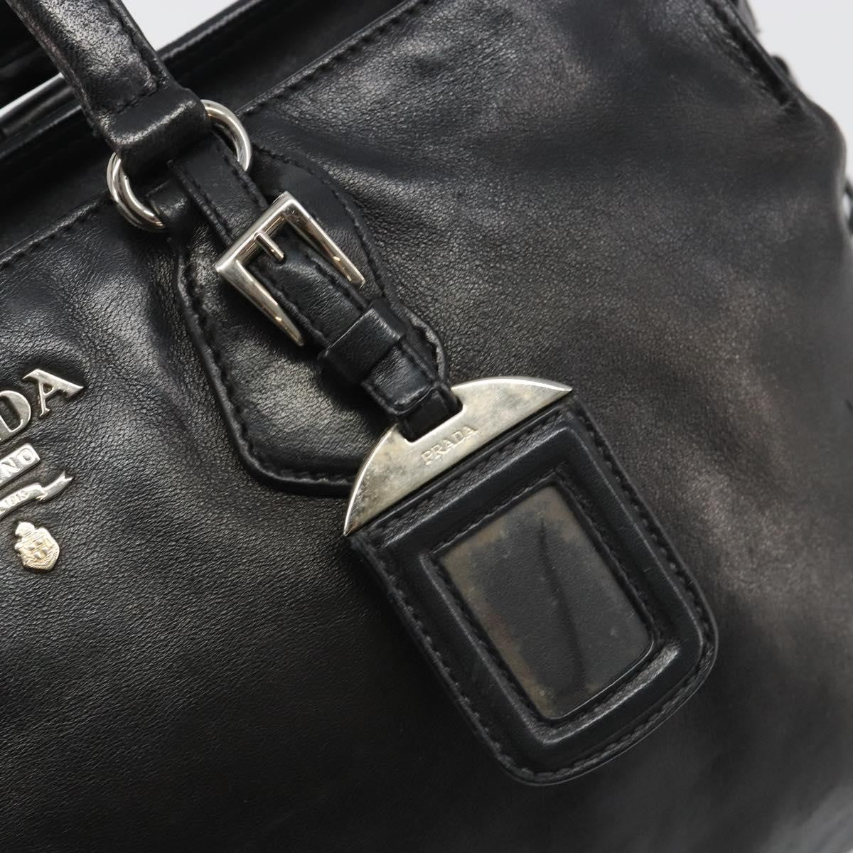 Prada Vitello Daino Convertible Tote Vitello Daino Black Leather Handbag (Pre-Owned)