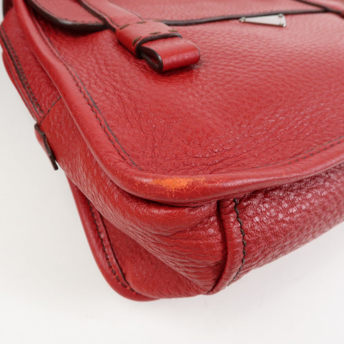 Prada Shoulder Leather Red Leather Shoulder Bag Bag (Pre-Owned)