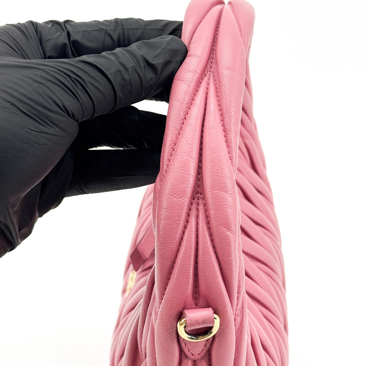 Miu Miu Wander Hobo Matelasse Satin Pink Leather Shoulder Bag Bag (Pre-Owned)