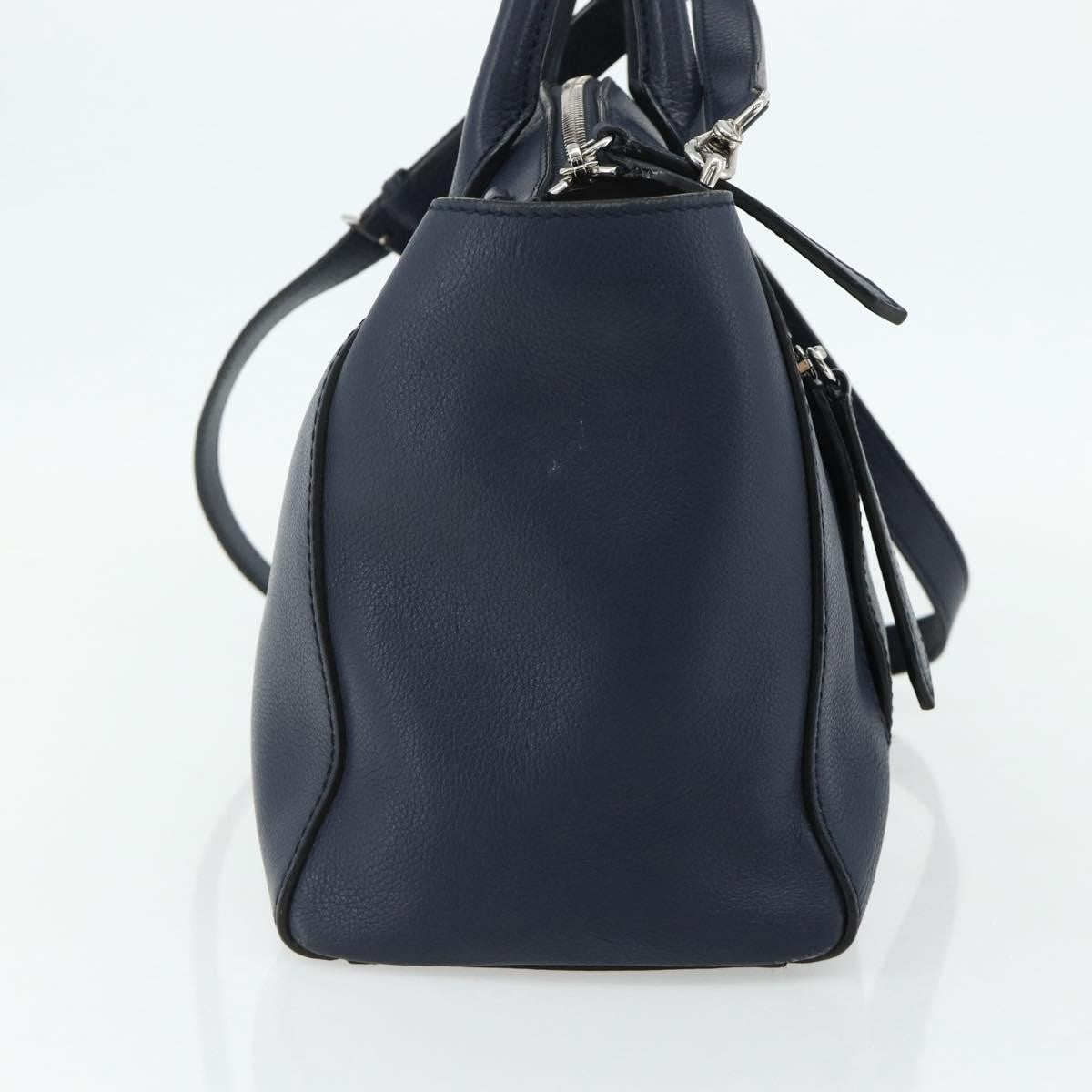 Bally Vintage Leather Navy Leather Handbag (Pre-Owned)