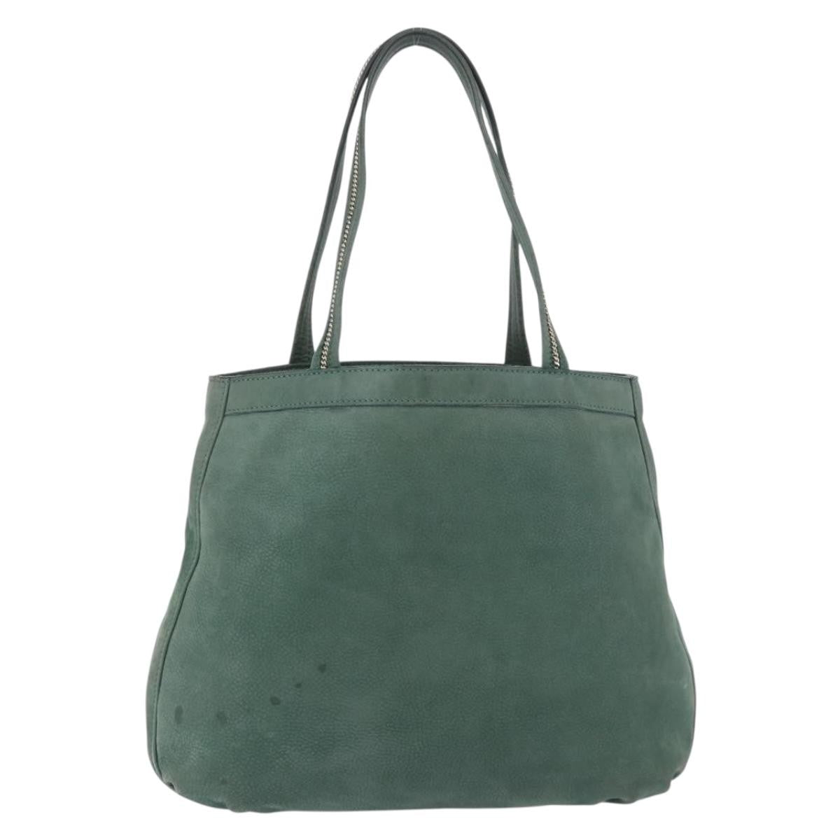 Fendi Vintage Pequin Coated Canvas Green Leather Shoulder Bag Bag (Pre-Owned)