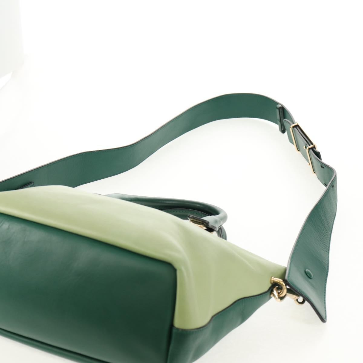Chloe Bicolor Baylee Satchel Leather Green Leather Bag (Pre-Owned)