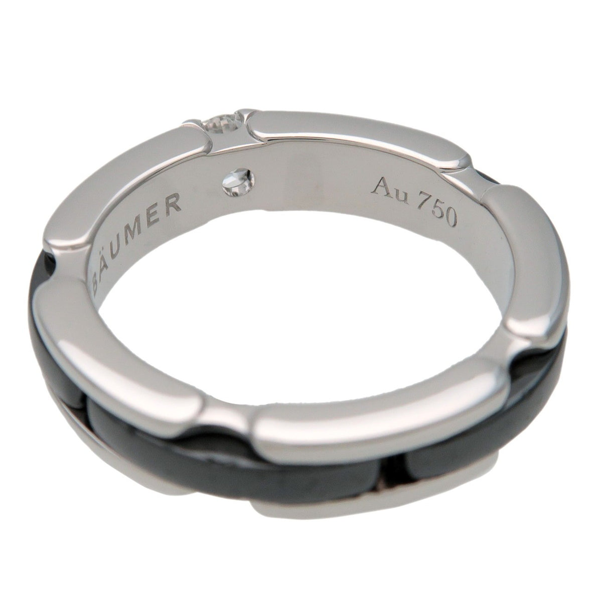 Chanel Ultra Link 18K White Gold And Ceramic With Diamond Silver White_Gold Ring Jewelry (Pre-Owned)