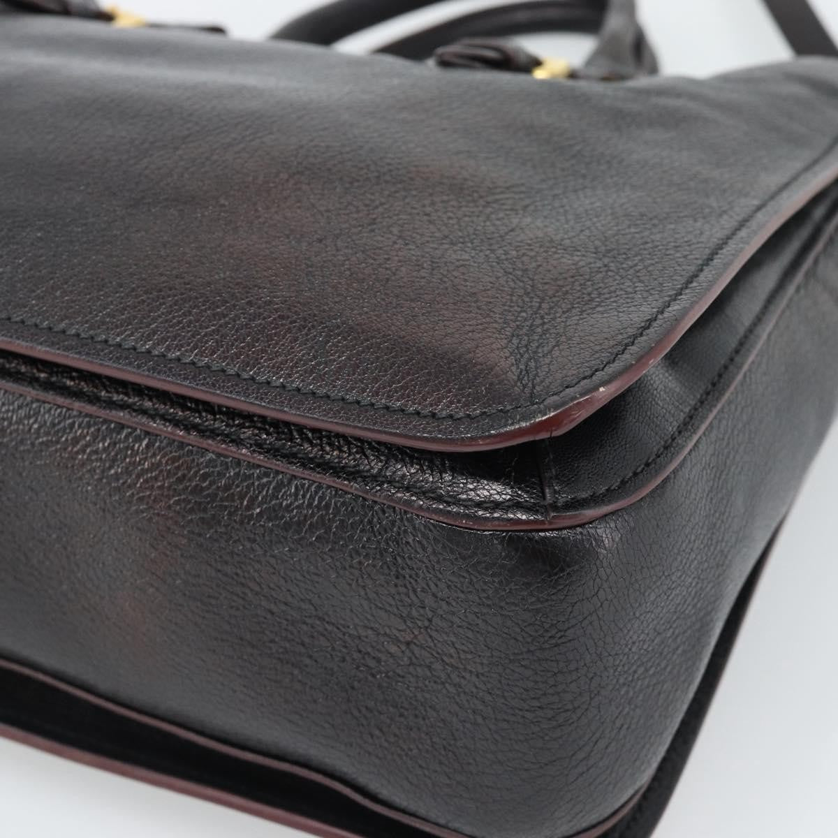 Miu Miu Madras Convertible Lock Leather Black Leather Tote Bag Bag (Pre-Owned)