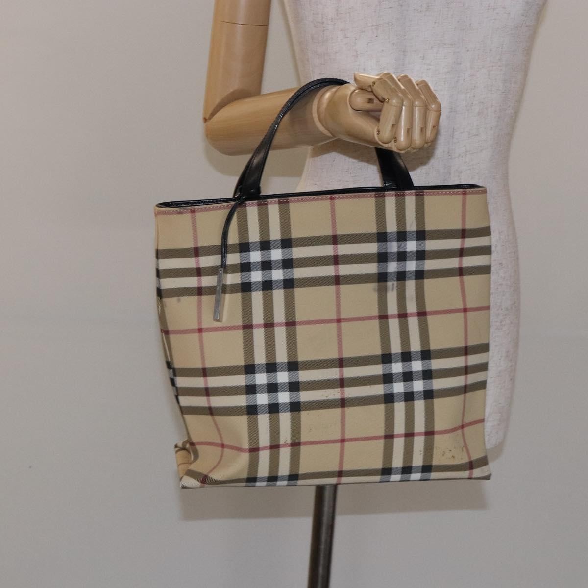 Burberry Nova Check Tote Canvas Check Pattern Beige Canvas Tote Bag Bag (Pre-Owned)