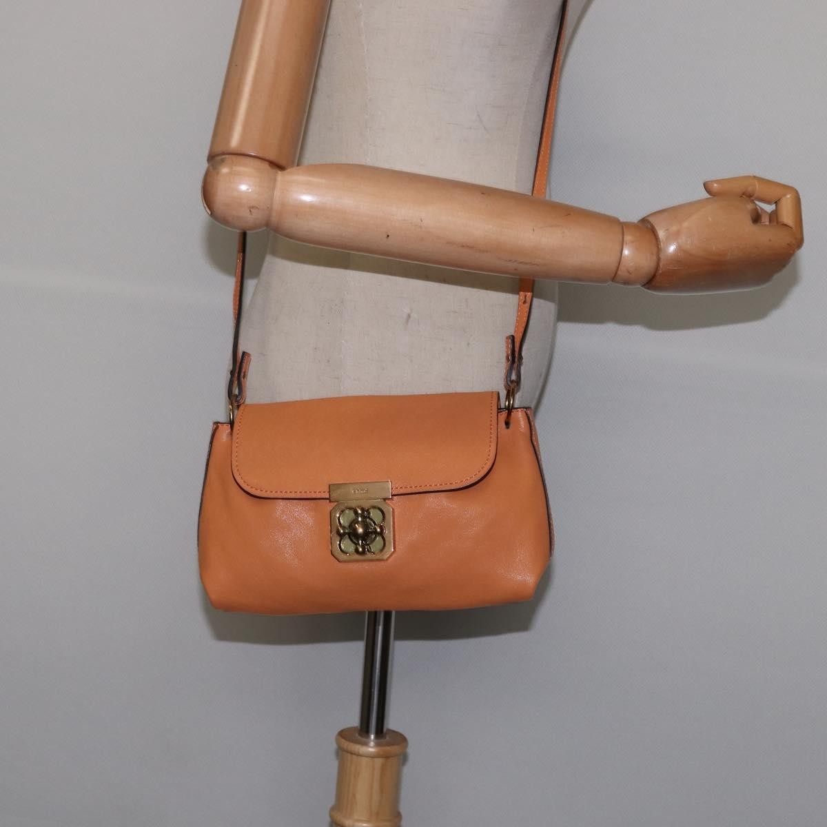 Chloe Elsie Leather Orange Leather Shoulder Bag Bag (Pre-Owned)
