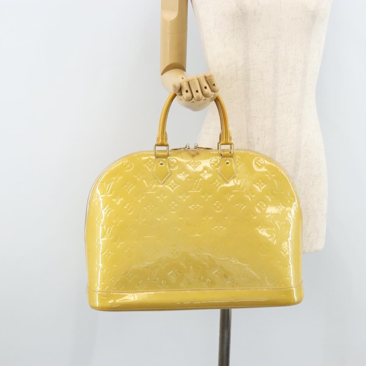 Louis Vuitton Alma Monogram Vernis Yellow Patent_Leather Handbag (Pre-Owned)