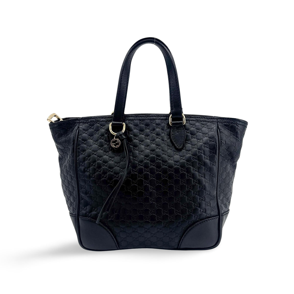 Gucci Bree Microguccissima Leather Black Leather Tote Bag Bag (Pre-Owned)