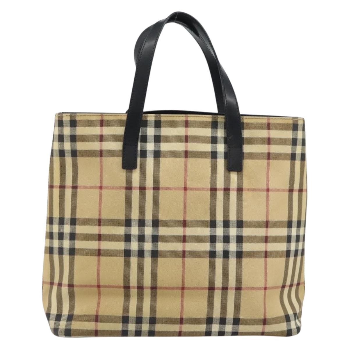 Burberry Nova Check Tote Canvas Check Pattern Beige Canvas Tote Bag Bag (Pre-Owned)