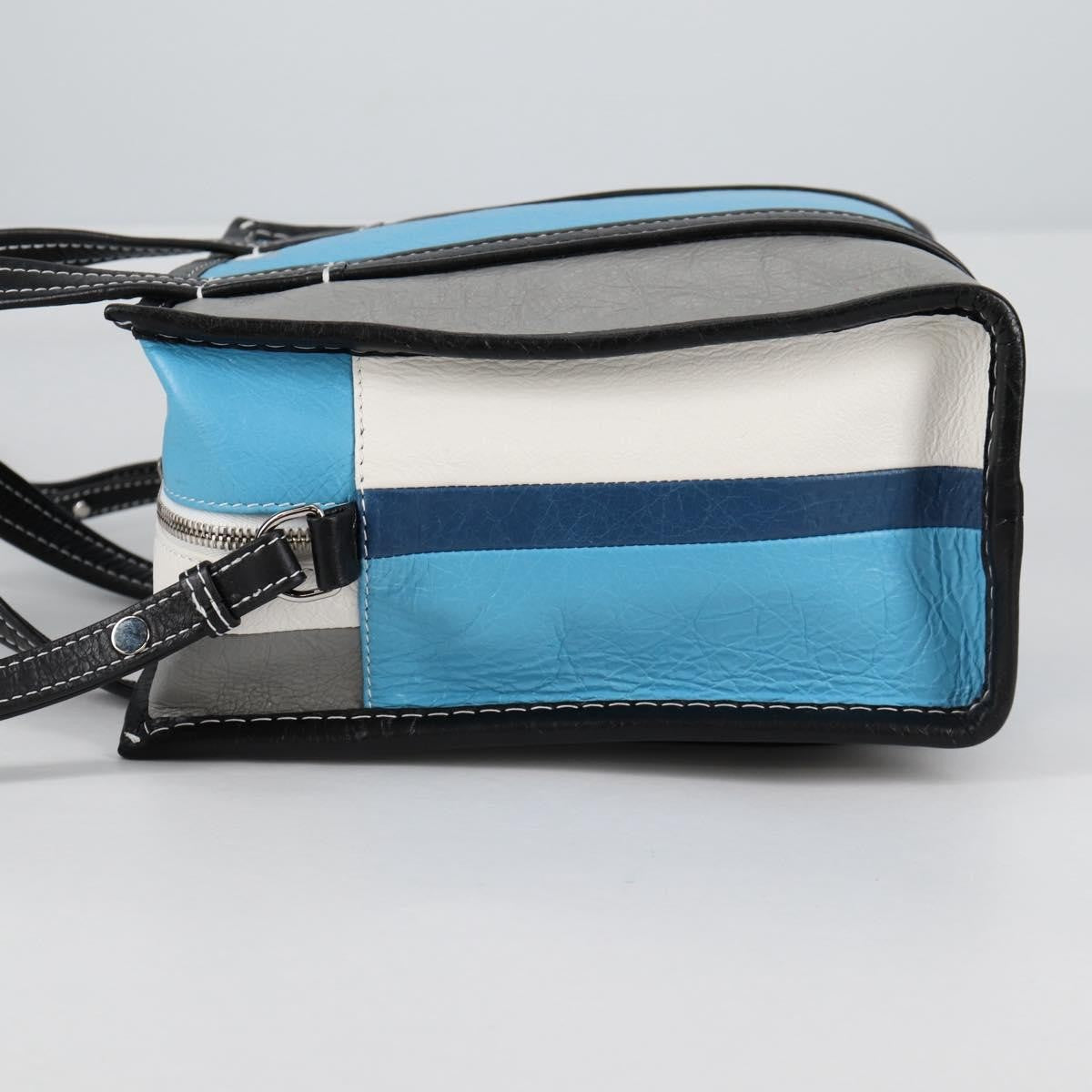 Balenciaga Bazar Convertible Tote Striped Leather Blue Leather Tote Bag Bag (Pre-Owned)