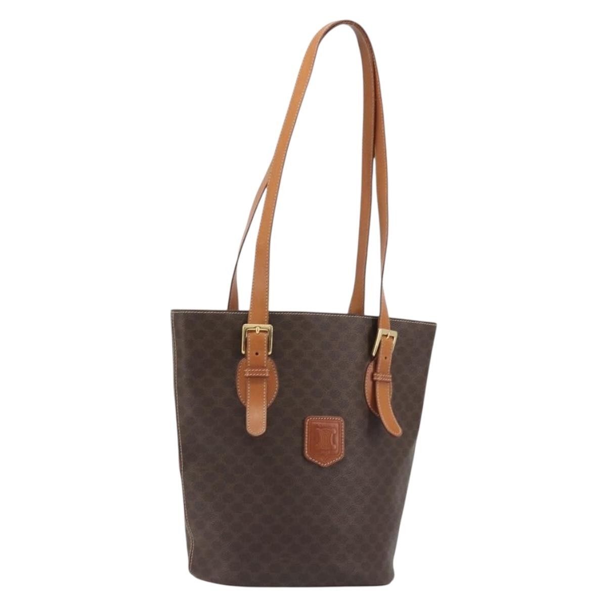 Celine Vintage Macadam Canvas Brown Canvas Tote Bag Bag (Pre-Owned)