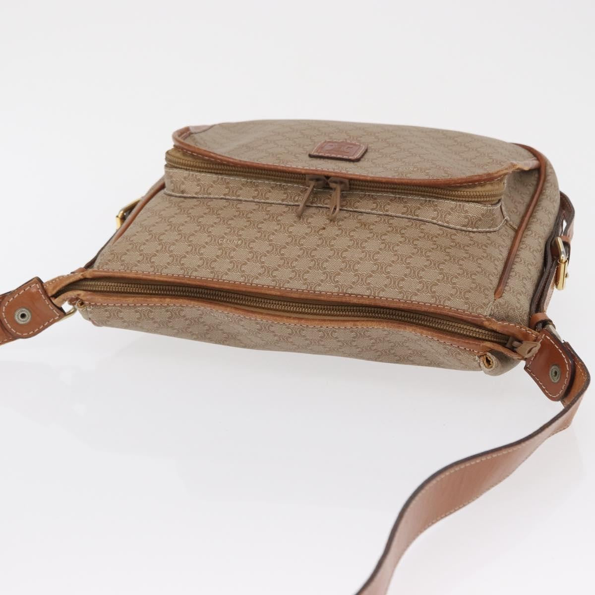 Celine Vintage Macadam Canvas And Leather Beige Canvas Shoulder Bag Bag (Pre-Owned)