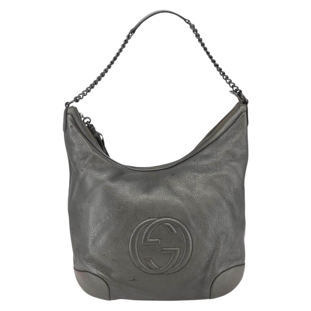 Gucci Soho Chain Hobo Leather Silver Leather Shoulder Bag Bag (Pre-Owned)