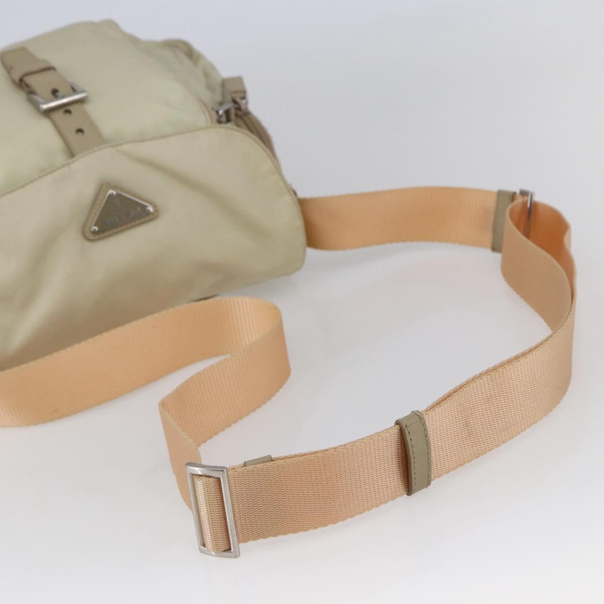 Prada Buckle Messenger Tessuto Beige Nylon Shoulder Bag Bag (Pre-Owned)