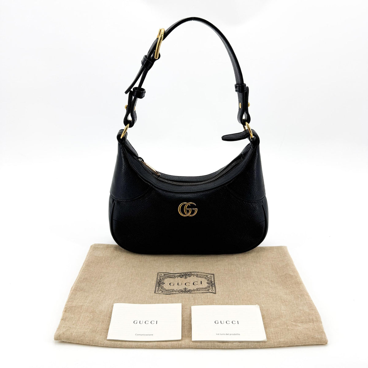 Gucci Aphrodite Leather Black Leather Shoulder Bag Bag (Pre-Owned)