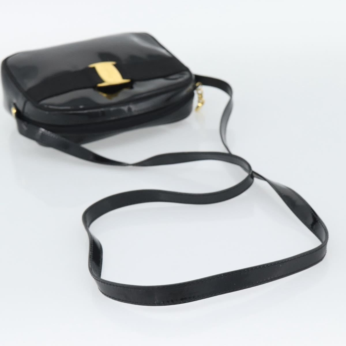 Salvatore Ferragamo Vala Patent Leather Black Patent_Leather Shoulder Bag Bag (Pre-Owned)