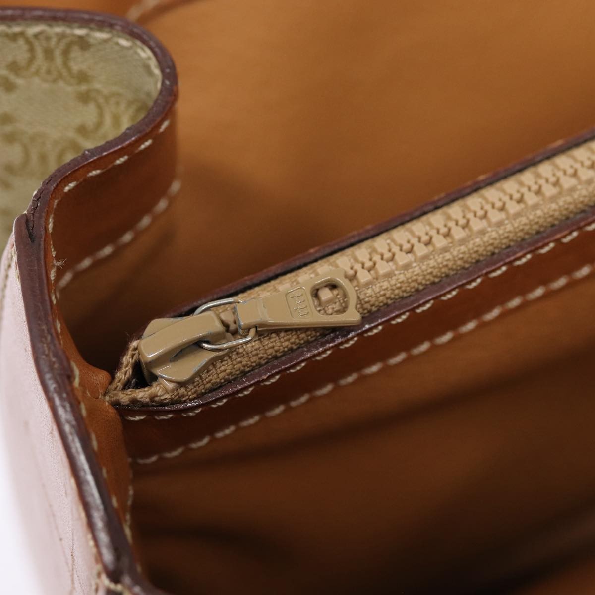 Celine Vintage Convertible Top Handle Macadam Coated Canvas Beige Canvas Handbag (Pre-Owned)