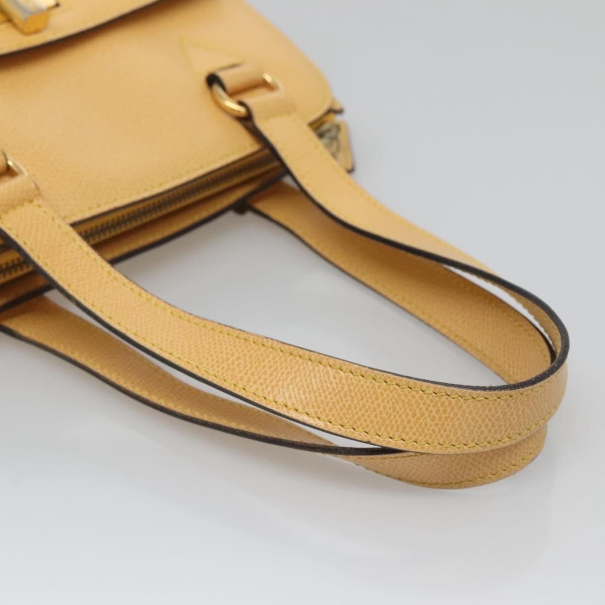 Celine Vintage Turnlock Leather Yellow Leather Handbag (Pre-Owned)