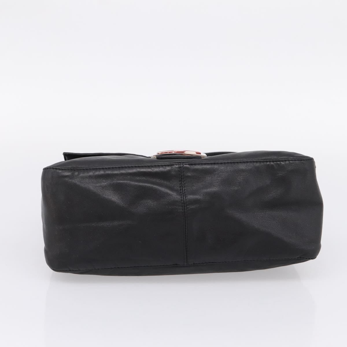 Fendi Mamma Baguette Zucca Jacquard Velvet Black Leather Shoulder Bag Bag (Pre-Owned)