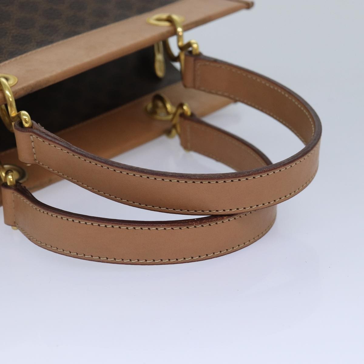 Celine Vintage Macadam Canvas And Leather Brown Canvas Handbag (Pre-Owned)