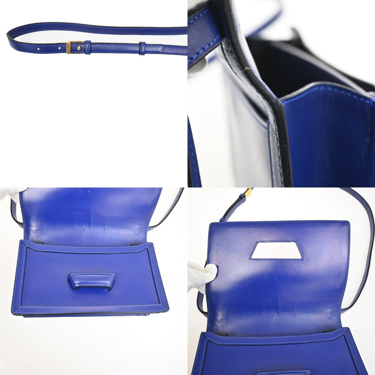 Loewe Barcelona Leather Blue Leather Shoulder Bag Bag (Pre-Owned)