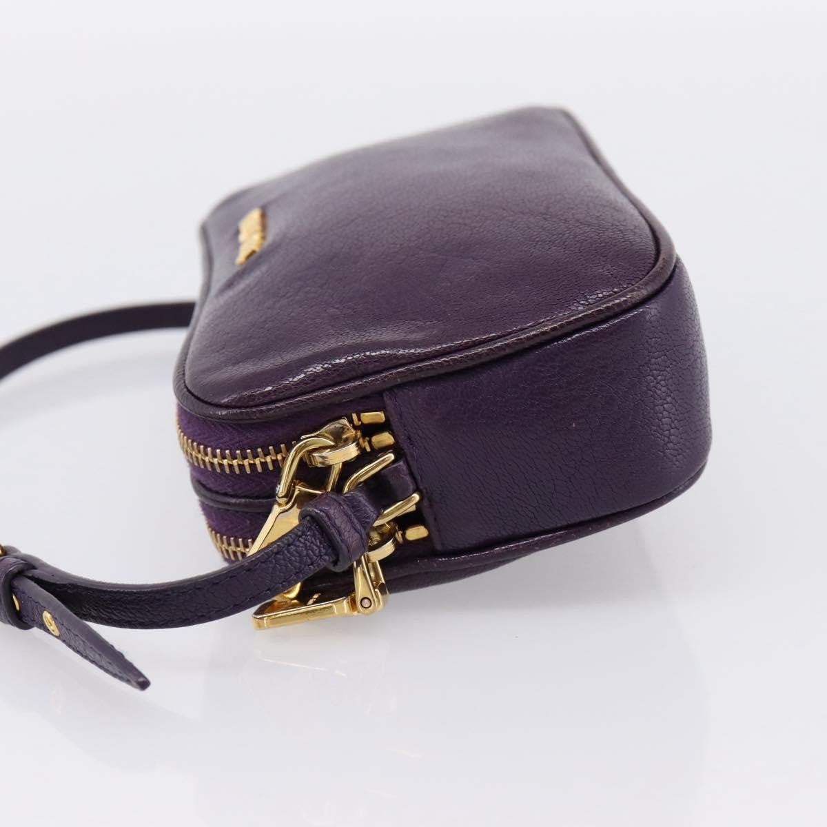 Miu Miu Double Zip Pochette Leather Purple Leather Clutche & Pouche Bag (Pre-Owned)