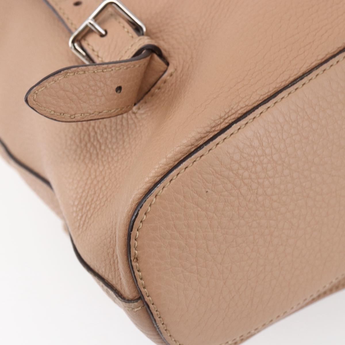 Gucci Vintage Bamboo Leather Beige Leather Backpack Bag (Pre-Owned)
