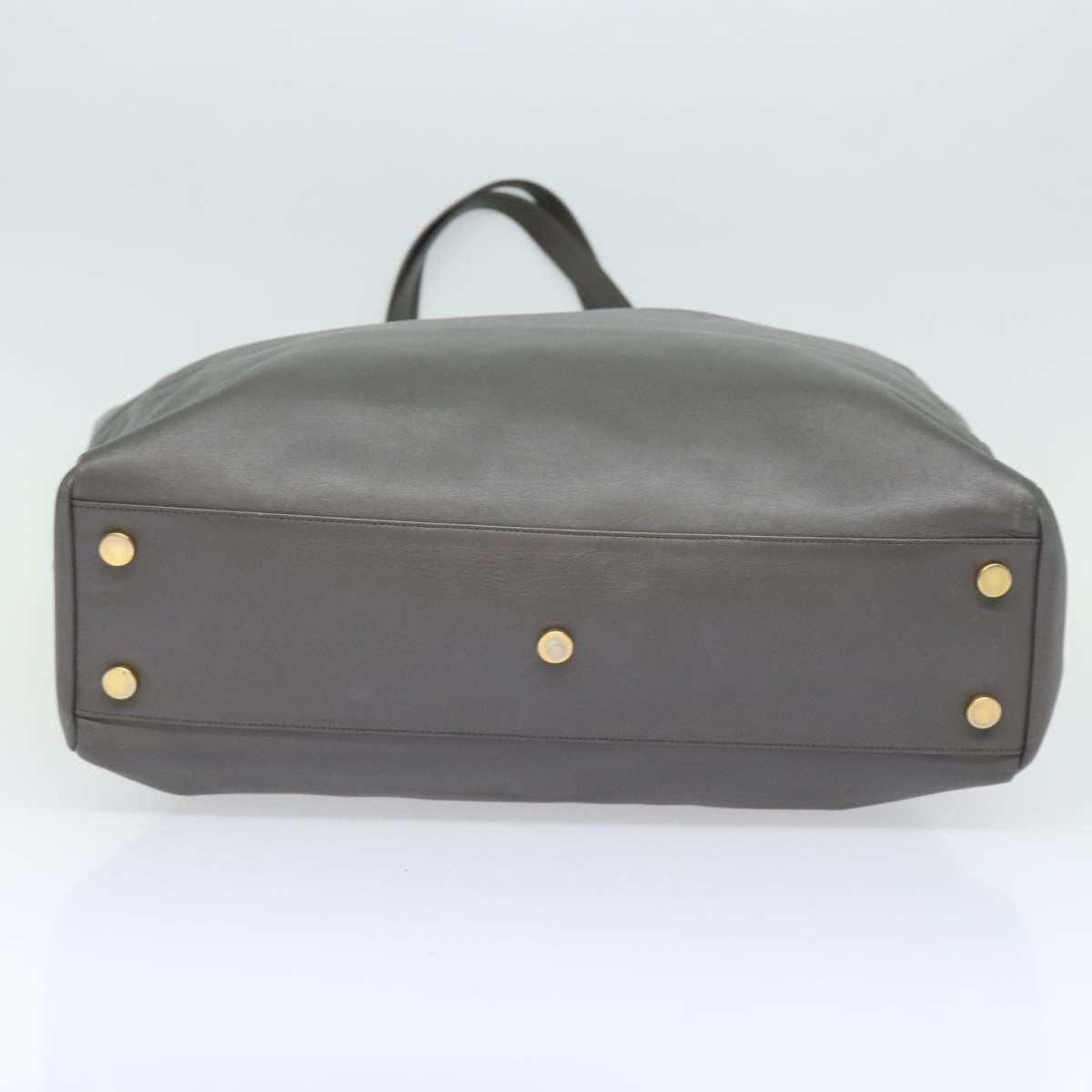 Saint Laurent Reversible North South Shopper Leather Gray Leather Tote Bag Bag (Pre-Owned)