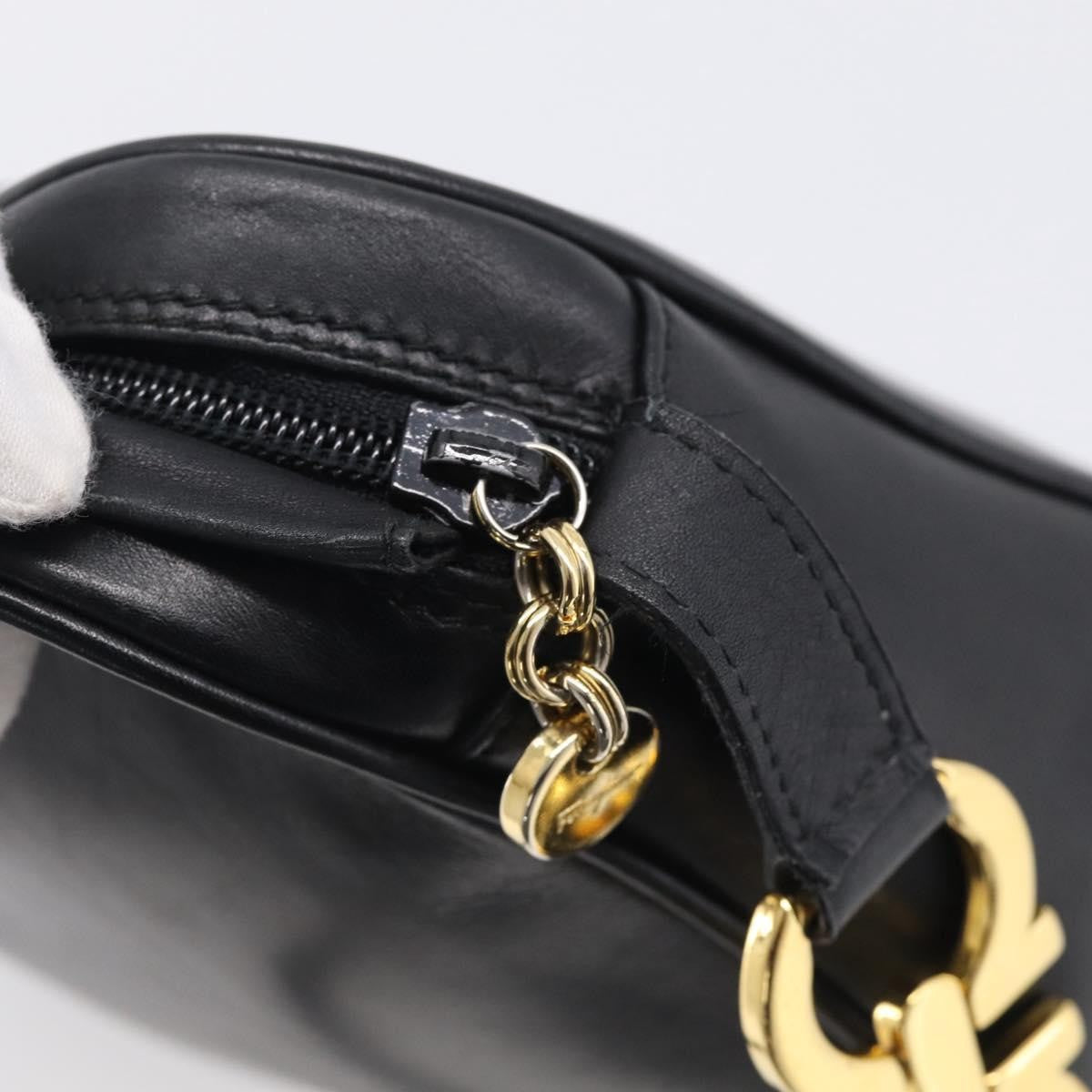 Salvatore Ferragamo Gancini Leather Black Leather Crossbody Bag Bag (Pre-Owned)