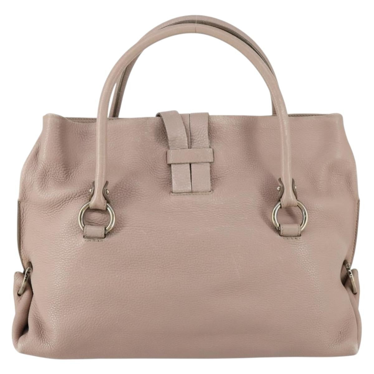 Salvatore Ferragamo Gancini Leather Beige Leather Shoulder Bag Bag (Pre-Owned)