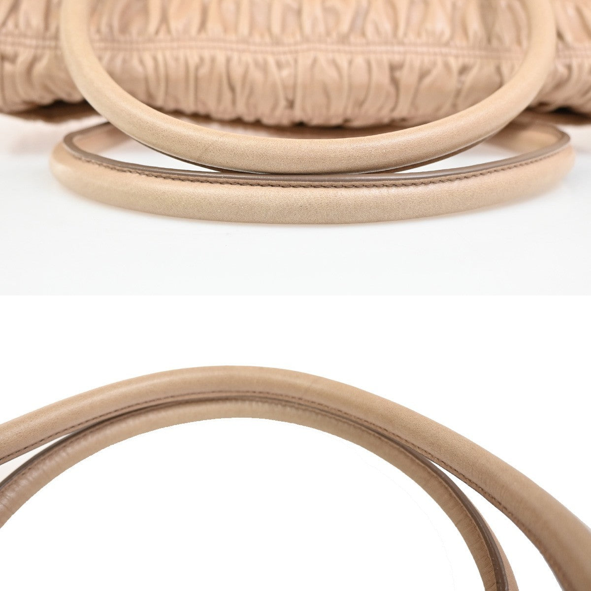 Prada Turnlock Nappa Gaufre Beige Leather Shoulder Bag Bag (Pre-Owned)