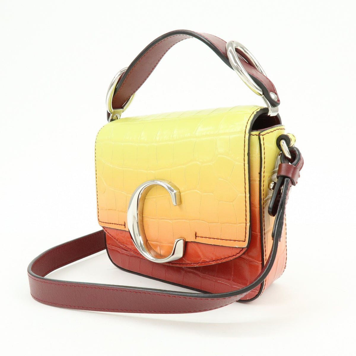 Chloe C Flap Crocodile Embossed Leather Multicolour Leather Handbag (Pre-Owned)