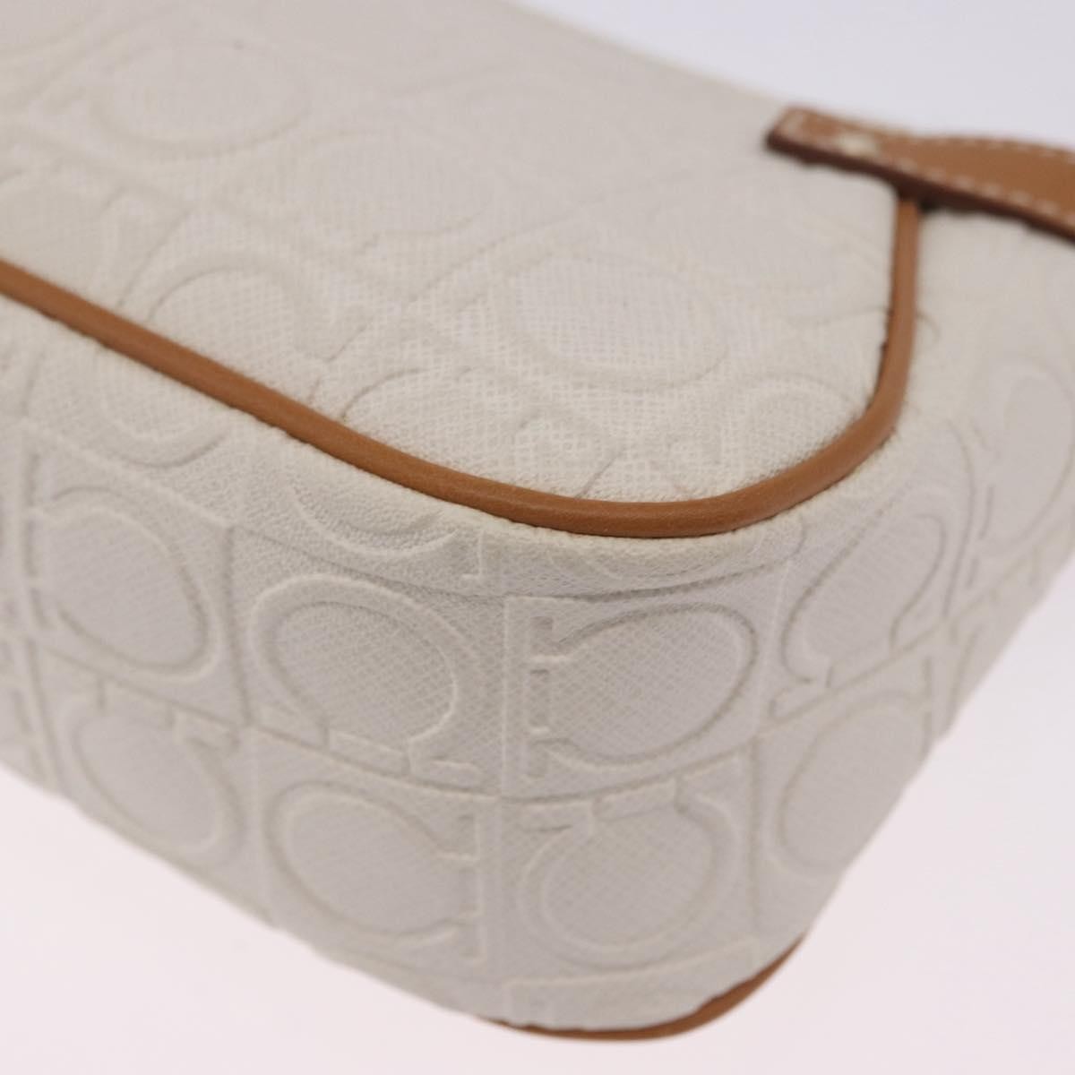Salvatore Ferragamo Gancini Canvas And Leather White Canvas Clutche & Pouche Bag (Pre-Owned)