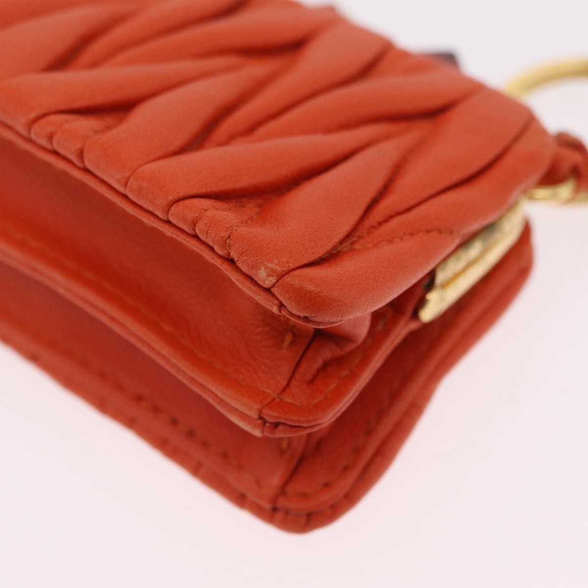 Miu Miu Sword Wallet Charm Leather Matelasse Orange Leather Crossbody Bag Bag (Pre-Owned)