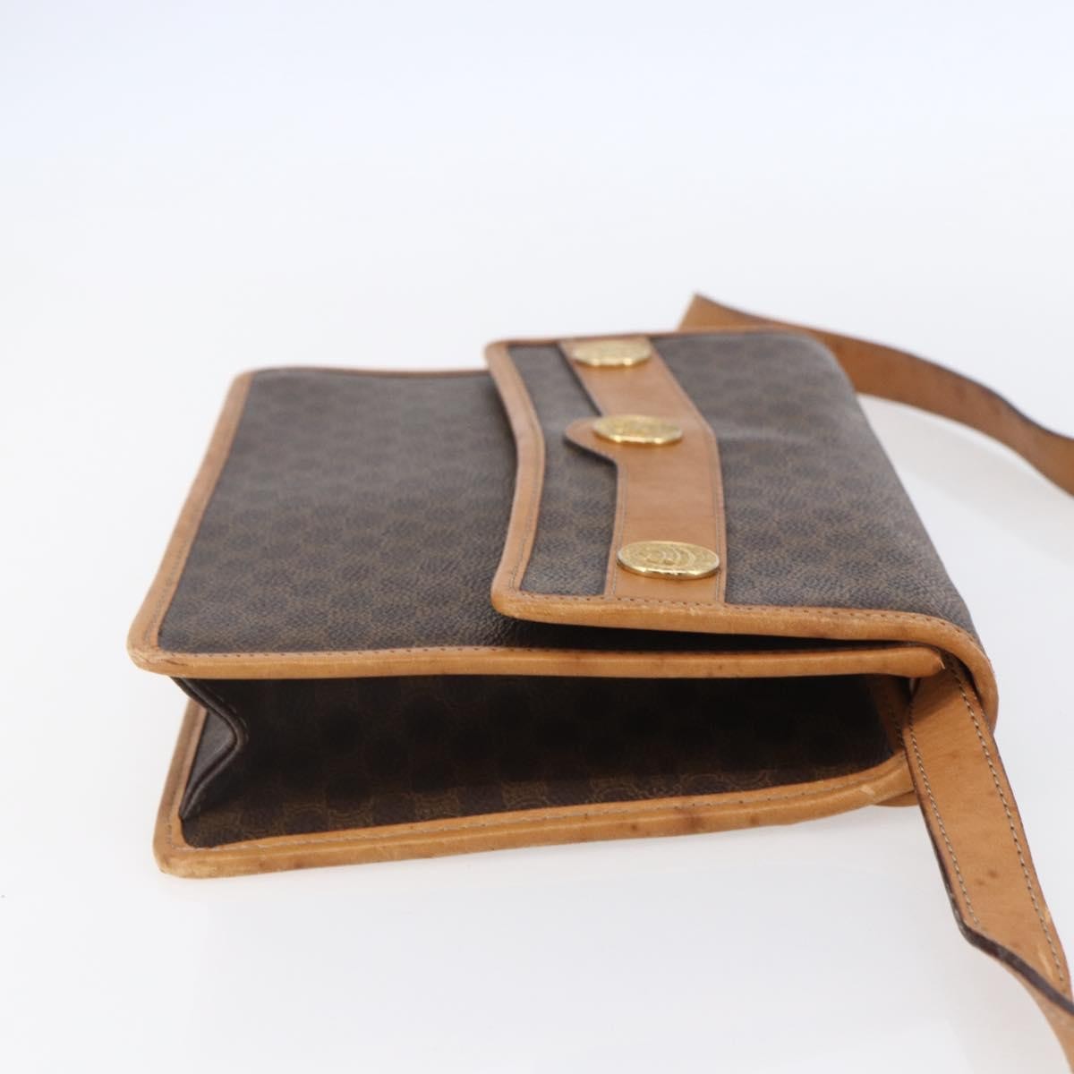 Celine Vintage Macadam Canvas And Leather Brown Canvas Shoulder Bag Bag (Pre-Owned)
