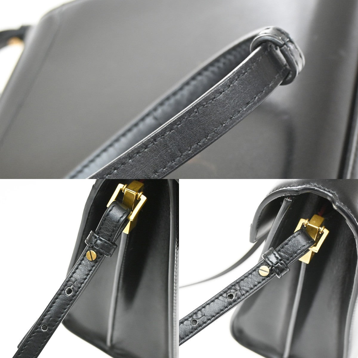 Saint Laurent Cassandra Leather Black Leather Shoulder Bag Bag (Pre-Owned)