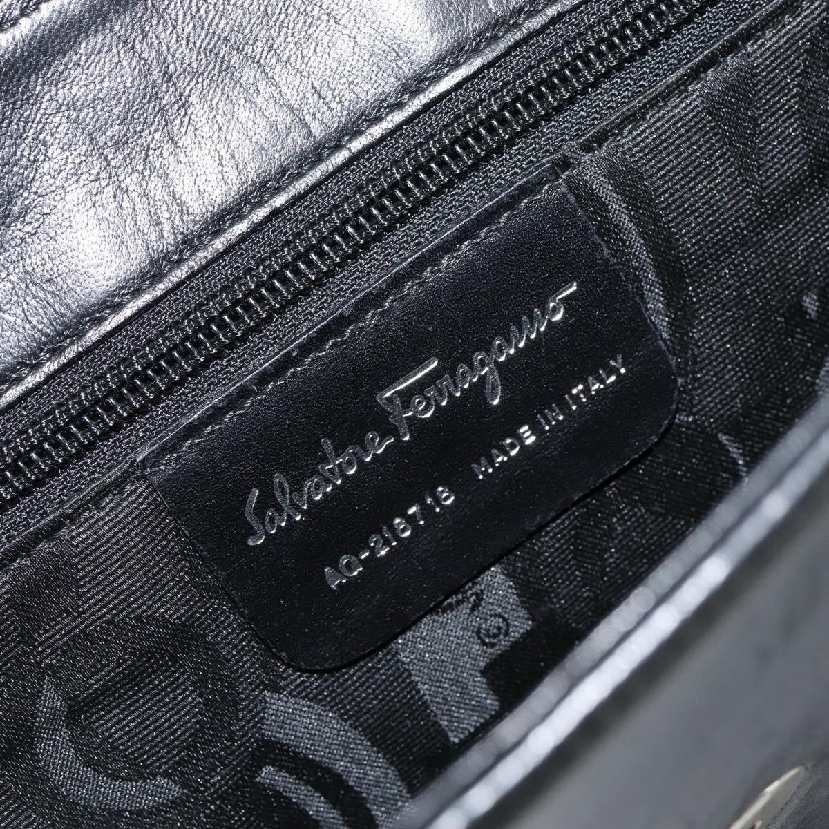 Salvatore Ferragamo Vala Leather Black Leather Tote Bag Bag (Pre-Owned)