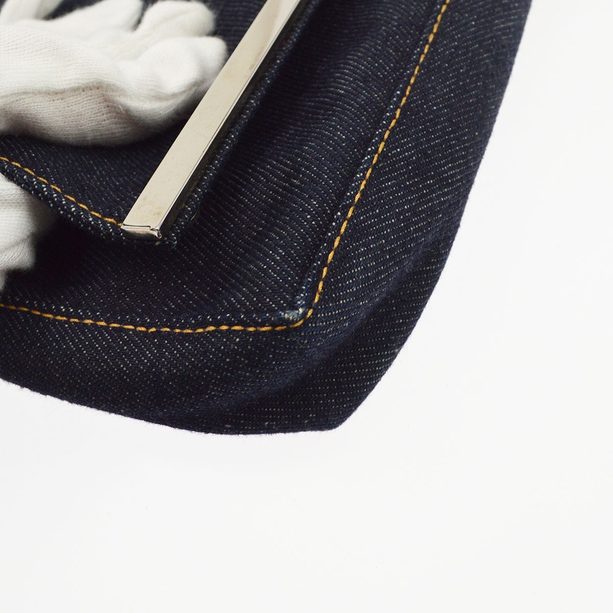Fendi Convertible Baguette Denim Blue Denim_Jeans Handbag (Pre-Owned)