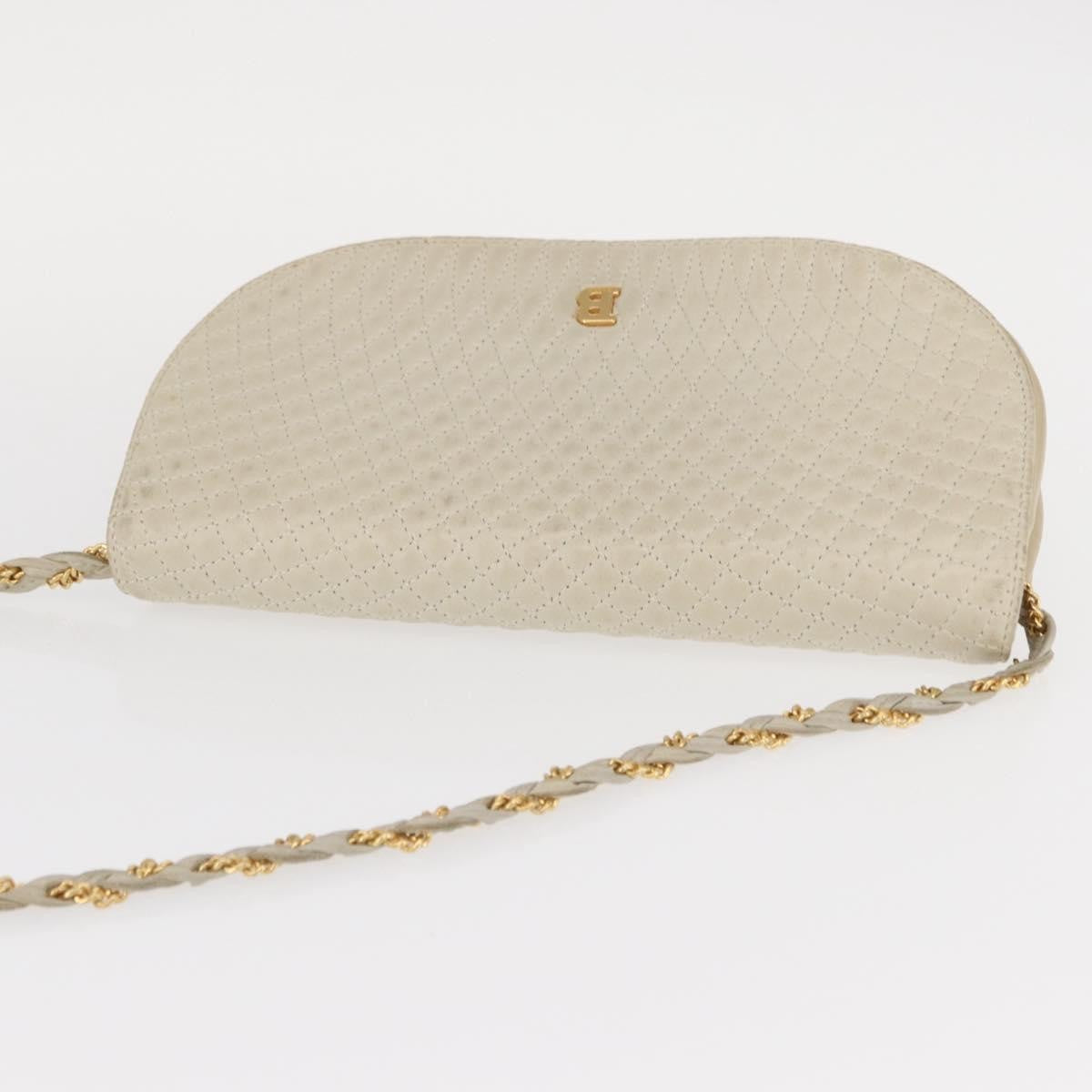 Bally Vintage Quilted Leather White Leather Shoulder Bag Bag (Pre-Owned)