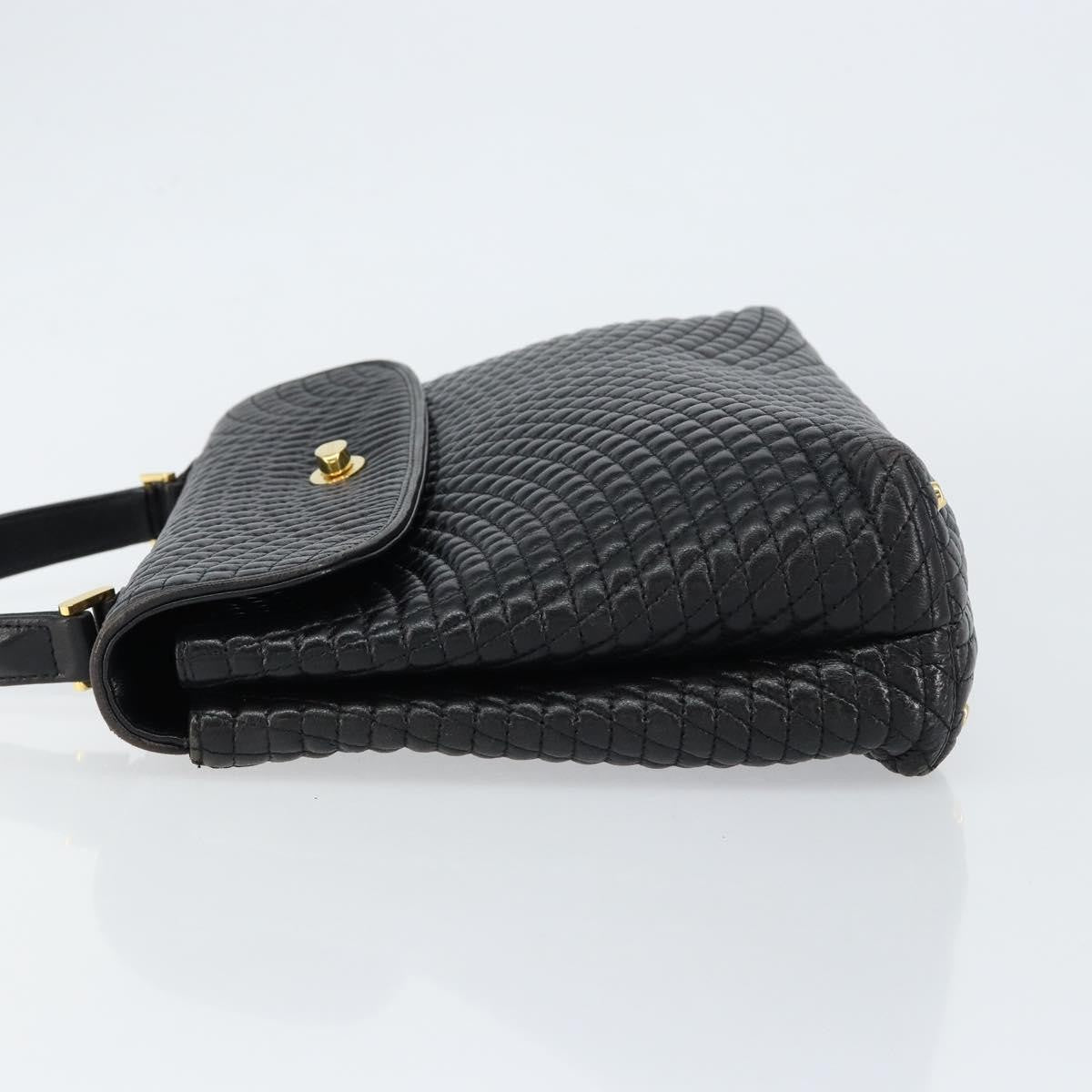 Bally Vintage Quilted Leather Black Leather Handbag (Pre-Owned)