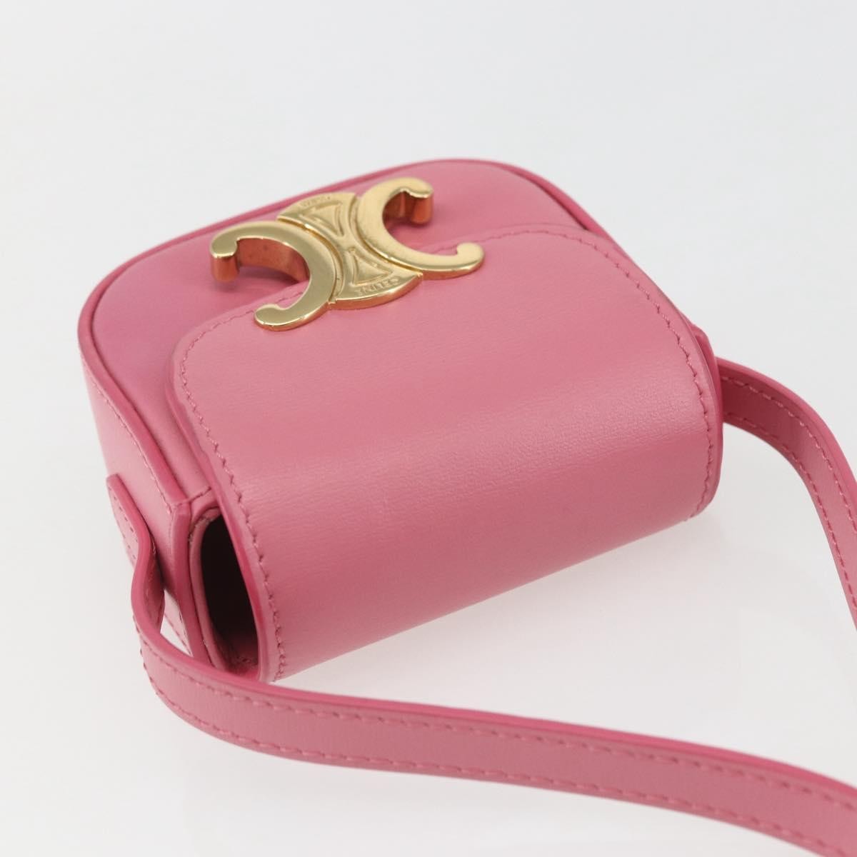 Celine Triomphe Shoulder Smooth Calfskin Pink Leather Shoulder Bag Bag (Pre-Owned)